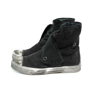 Черни дамски кецове, естествена кожа - всекидневни обувки за целогодишно ползване N 10007898