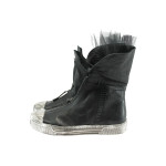 Черни дамски кецове, естествена кожа - всекидневни обувки за целогодишно ползване N 10007899