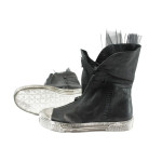 Черни дамски кецове, естествена кожа - всекидневни обувки за целогодишно ползване N 10007899