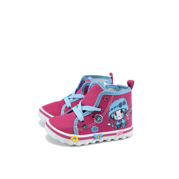 Розови детски кецове, текстилна материя - всекидневни обувки за пролетта и есента N 10007900