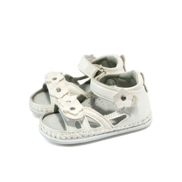 Анатомични бели детски сандали, здрава еко-кожа - всекидневни обувки за лятото N 10008780