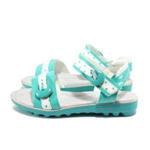 Анатомични зелени детски сандали, лачена еко кожа - всекидневни обувки за лятото N 10008786