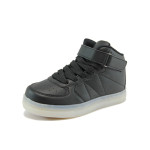 Черни детски кецове, здрава еко-кожа - всекидневни обувки за есента и зимата N 10009089