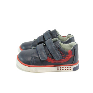 Тъмносини анатомични детски маратонки, здрава еко-кожа - всекидневни обувки за есента и зимата N 10009093