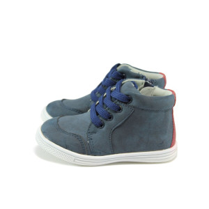 Тъмносини анатомични детски кецове, здрава еко-кожа - всекидневни обувки за есента и зимата N 10009100