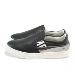 Черни анатомични детски обувки, здрава еко-кожа - всекидневни обувки за есента и зимата N 10009117