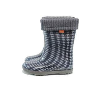 Черни гумени детски ботушки, pvc материя - всекидневни обувки за есента и зимата N 10009411