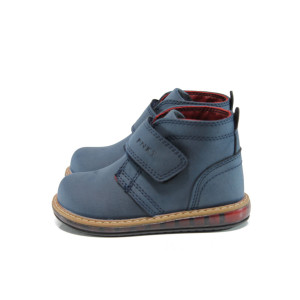 Сини анатомични детски ботушки, здрава еко-кожа - всекидневни обувки за есента и зимата N 10009543