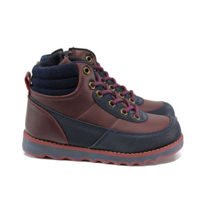 Винени анатомични детски ботушки, здрава еко-кожа - всекидневни обувки за есента и зимата N 10009549