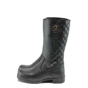 Черни анатомични детски ботушки, здрава еко-кожа - всекидневни обувки за есента и зимата N 10009550