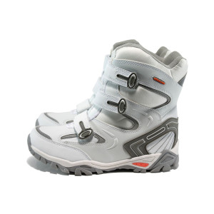 Бели детски ботушки, еко-кожа и велурена кожа - всекидневни обувки за есента и зимата N 10009778