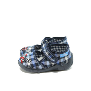 Анатомични сини детски обувки, текстилна материя - равни обувки за целогодишно ползване N 10007871