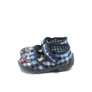 Анатомични сини детски обувки, текстилна материя - равни обувки за целогодишно ползване N 10007871