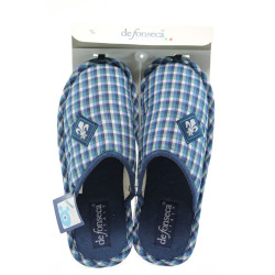 Анатомични сини мъжки чехли, текстилна материя - всекидневни обувки за целогодишно ползване N 10008848