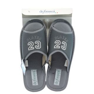 Анатомични сиви мъжки чехли, текстилна материя - всекидневни обувки за целогодишно ползване N 10008851