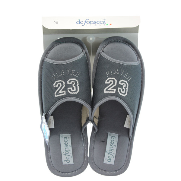 Анатомични сиви мъжки чехли, текстилна материя - всекидневни обувки за целогодишно ползване N 10008851