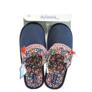 Анатомични тъмносини дамски чехли, текстилна материя - всекидневни обувки за целогодишно ползване N 10008855