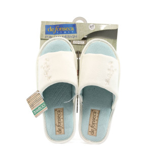 Анатомични бели дамски чехли, текстилна материя - всекидневни обувки за целогодишно ползване N 10008859