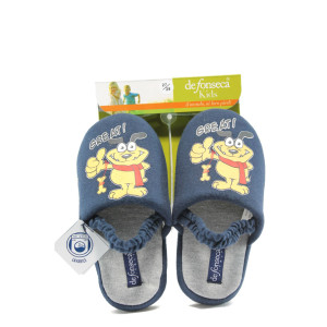 Тъмносини анатомични детски чехли, текстилна материя - равни обувки за целогодишно ползване N 10009068