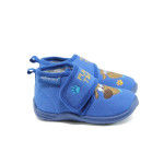 Сини детски чехли, текстилна материя - равни обувки за целогодишно ползване N 10009069