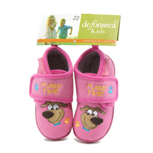 Розови детски чехли, текстилна материя - равни обувки за целогодишно ползване N 10009070