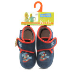 Тъмносини детски чехли, текстилна материя - равни обувки за целогодишно ползване N 10009072