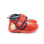 Червени детски чехли, текстилна материя - равни обувки за целогодишно ползване N 10009073