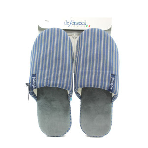 Сини анатомични мъжки чехли с мемори пяна, текстилна материя - ежедневни обувки за целогодишно ползване N 10009076