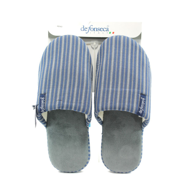 Сини анатомични мъжки чехли с мемори пяна, текстилна материя - ежедневни обувки за целогодишно ползване N 10009076