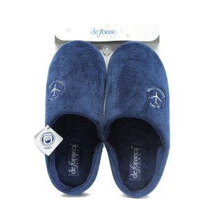 Тъмносини анатомични мъжки чехли с мемори пяна, текстилна материя - ежедневни обувки за целогодишно ползване N 10009077