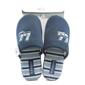 Тъмносини анатомични мъжки чехли с мемори пяна, текстилна материя - ежедневни обувки за целогодишно ползване N 10009080