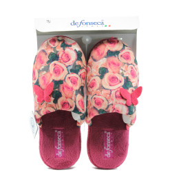 Розови анатомични дамски чехли, текстилна материя - равни обувки за есента и зимата N 10009481