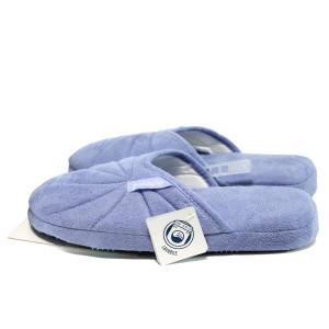 Светлосини анатомични дамски чехли, текстилна материя - равни обувки за есента и зимата N 10009484