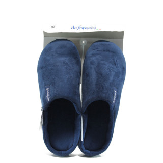 Тъмносини анатомични мъжки чехли, текстилна материя - всекидневни обувки за целогодишно ползване N 10009493