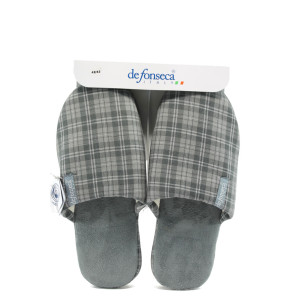 Сиви анатомични мъжки чехли, текстилна материя - всекидневни обувки за целогодишно ползване N 10009494