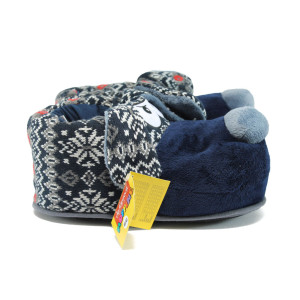 Тъмносини анатомични мъжки чехли, текстилна материя - всекидневни обувки за целогодишно ползване N 10009503