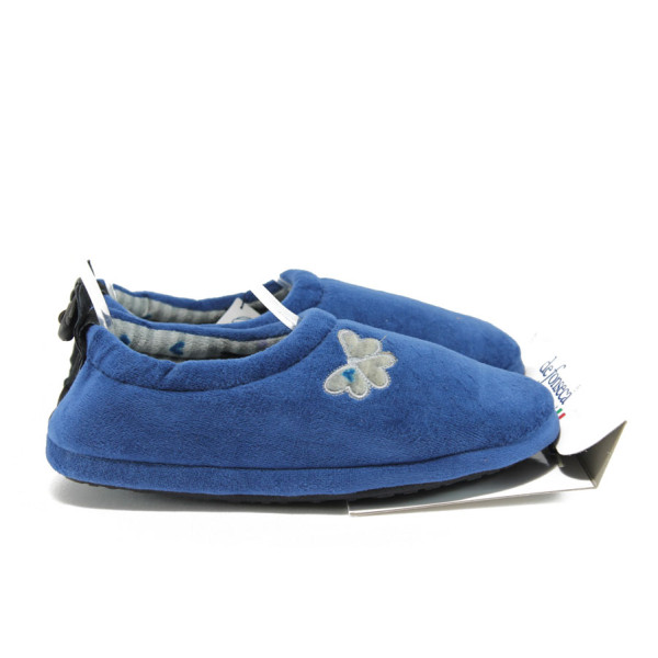 Сини анатомични дамски чехли, текстилна материя - всекидневни обувки за целогодишно ползване N 10009507