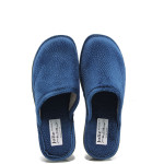 Сини анатомични дамски чехли, текстилна материя - равни обувки за есента и зимата N 10009569