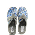 Светлосини анатомични дамски чехли, текстилна материя - равни обувки за есента и зимата N 10009571