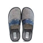 Сини анатомични мъжки чехли, текстилна материя - равни обувки за есента и зимата N 10009573
