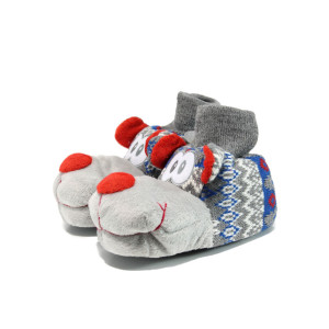 Сиви анатомични детски чехли, текстилна материя - всекидневни обувки за целогодишно ползване N 10009614