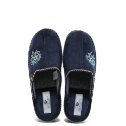 Сини анатомични дамски чехли, текстилна материя - равни обувки за есента и зимата N 10009706