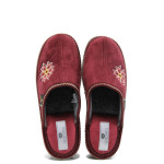 Червени анатомични дамски чехли, текстилна материя - равни обувки за есента и зимата N 10009707