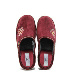 Червени анатомични дамски чехли, текстилна материя - равни обувки за есента и зимата N 10009707