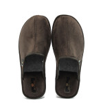 Кафяви мъжки чехли, качествен еко-велур - всекидневни обувки за целогодишно ползване N 10009787