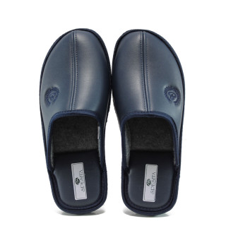 Сини анатомични мъжки чехли, здрава еко-кожа - всекидневни обувки за целогодишно ползване N 10009788