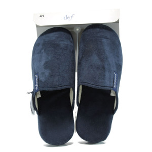 Тъмносини анатомични мъжки чехли, текстилна материя - всекидневни обувки за целогодишно ползване N 10009795