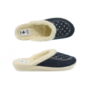 Сини анатомични женски чехли, текстил - всекидневни обувки за целогодишно ползване N 10009436