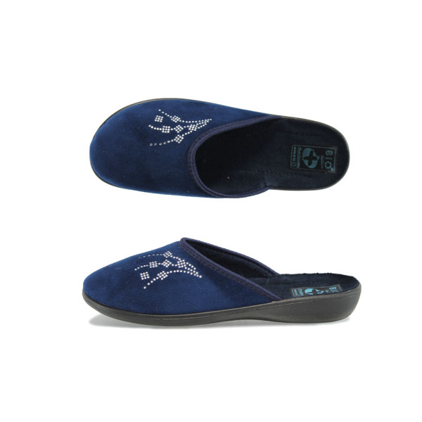 Сини анатомични женски чехли, текстил - всекидневни обувки за целогодишно ползване N 10009434
