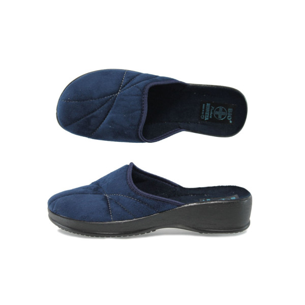 Сини анатомични женски чехли, текстил - всекидневни обувки за целогодишно ползване N 10009435